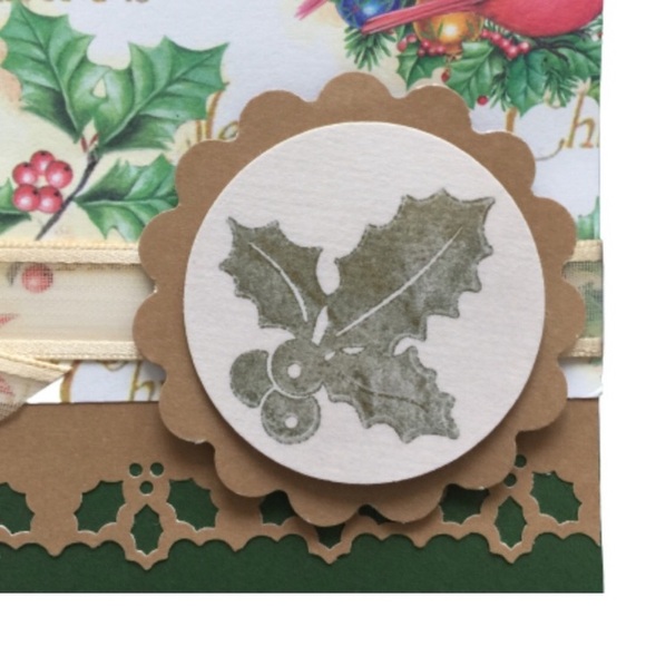 HAND CRAFTED Christmas Card Holly Berries 3D Holiday Art 5 1/2” X 4 1/4” NEW - Picture 5 of 12